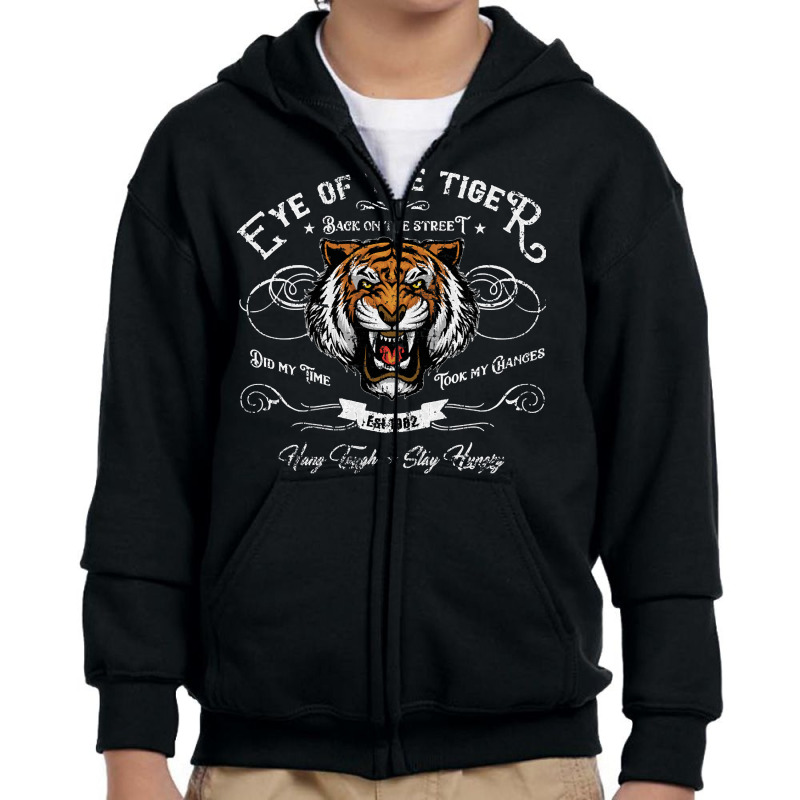 The Eye Of The Tiger, Distressed, The Eye Of The Tiger Art, The Eye Of Youth Zipper Hoodie | Artistshot