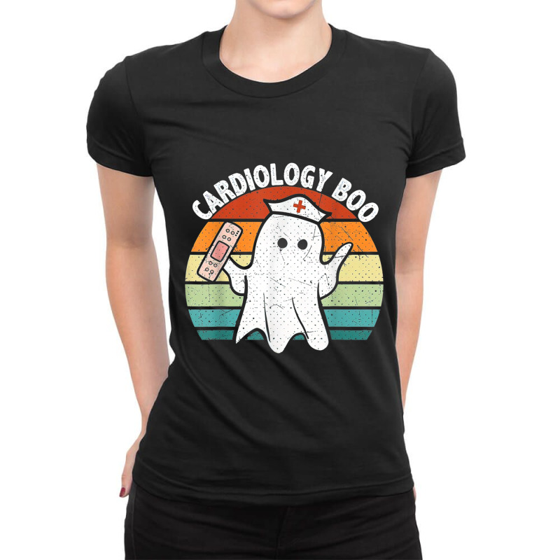 Vintage Halloween Ghost Cardiology Boo Nursing Tee Gifts Ladies Fitted T-Shirt by RandiCrystalGraber | Artistshot