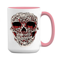 Skull T  Shirt Big Carved Red And White Skeleton Skull Head T  Shirt 15 Oz Coffee Mug | Artistshot