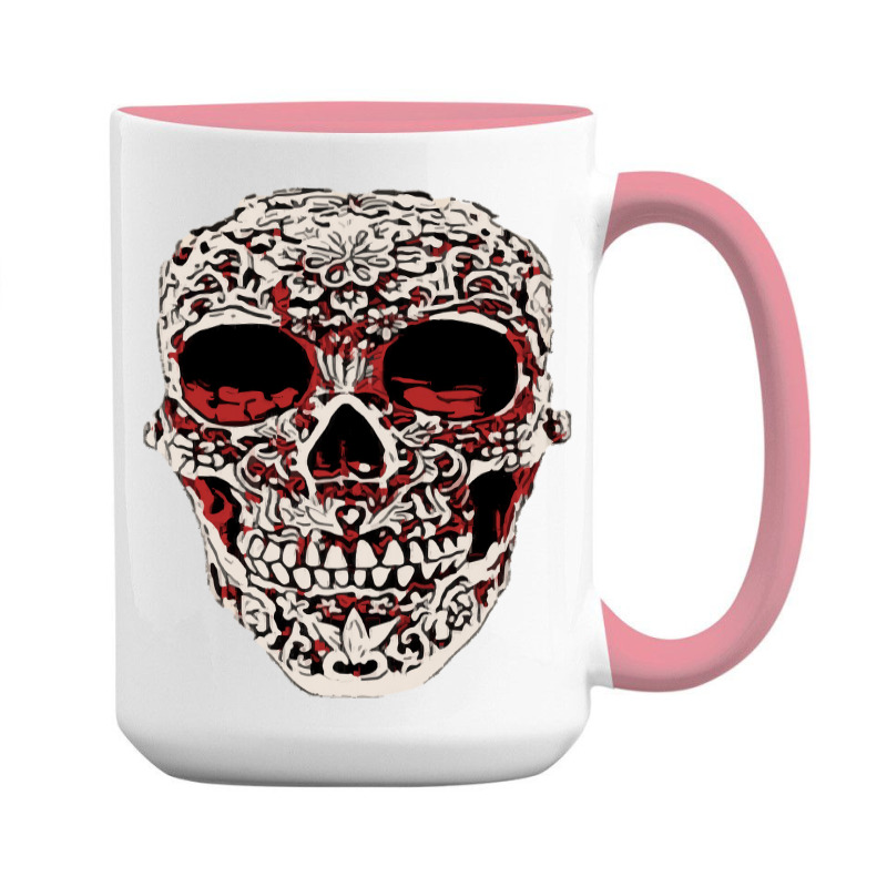 Skull T  Shirt Big Carved Red And White Skeleton Skull Head T  Shirt 15 Oz Coffee Mug | Artistshot