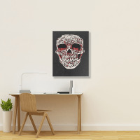 Skull T  Shirt Big Carved Red And White Skeleton Skull Head T  Shirt Portrait Canvas Print | Artistshot