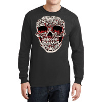 Skull T  Shirt Big Carved Red And White Skeleton Skull Head T  Shirt Long Sleeve Shirts | Artistshot