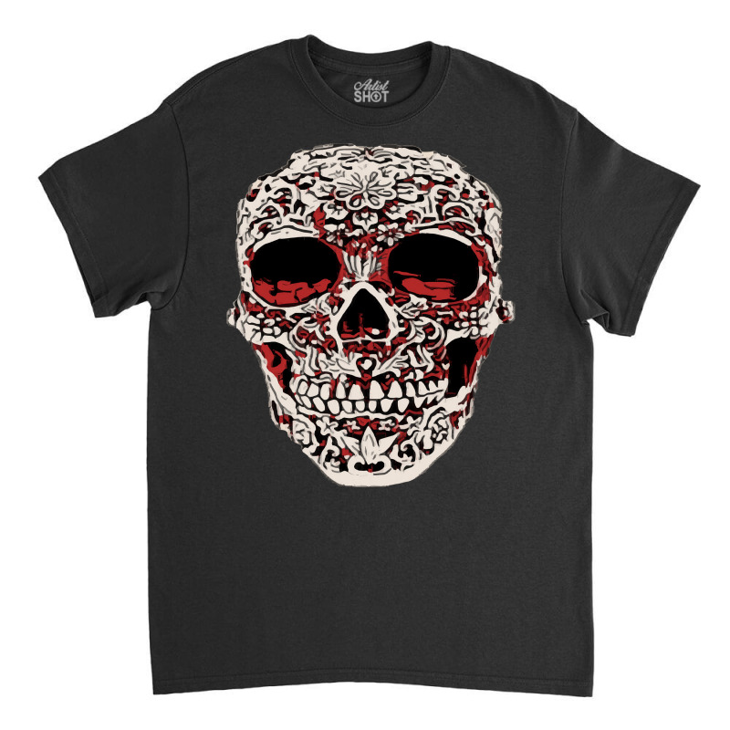 Skull T  Shirt Big Carved Red And White Skeleton Skull Head T  Shirt Classic T-shirt | Artistshot