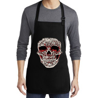 Skull T  Shirt Big Carved Red And White Skeleton Skull Head T  Shirt Medium-length Apron | Artistshot