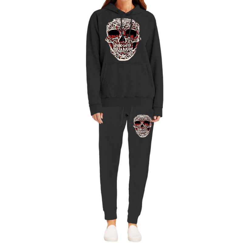 Skull T  Shirt Big Carved Red And White Skeleton Skull Head T  Shirt Hoodie & Jogger Set | Artistshot