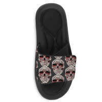 Skull T  Shirt Big Carved Red And White Skeleton Skull Head T  Shirt Slide Sandal | Artistshot