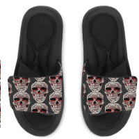 Skull T  Shirt Big Carved Red And White Skeleton Skull Head T  Shirt Slide Sandal | Artistshot