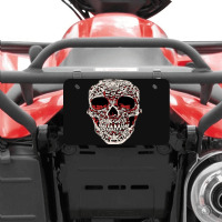 Skull T  Shirt Big Carved Red And White Skeleton Skull Head T  Shirt Atv License Plate | Artistshot