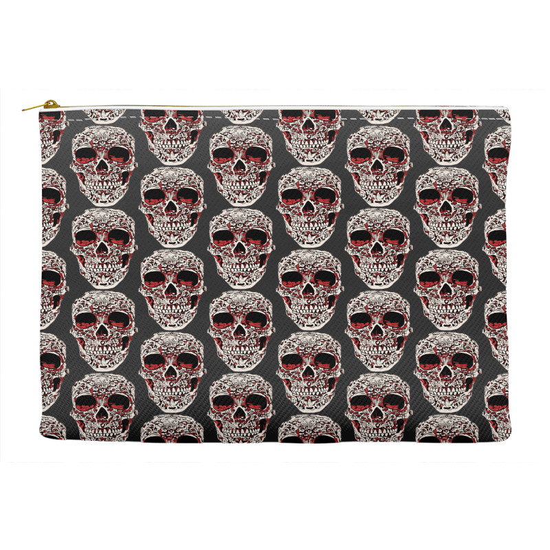 Skull T  Shirt Big Carved Red And White Skeleton Skull Head T  Shirt Accessory Pouches | Artistshot