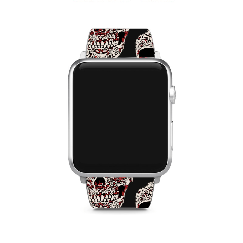 Skull T  Shirt Big Carved Red And White Skeleton Skull Head T  Shirt Apple Watch Band | Artistshot