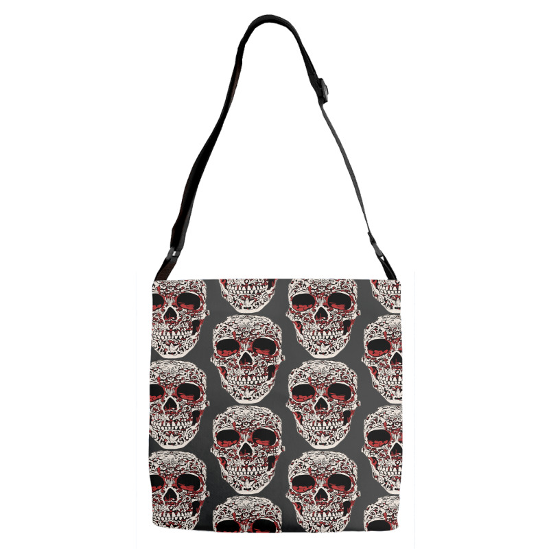 Skull T  Shirt Big Carved Red And White Skeleton Skull Head T  Shirt Adjustable Strap Totes | Artistshot