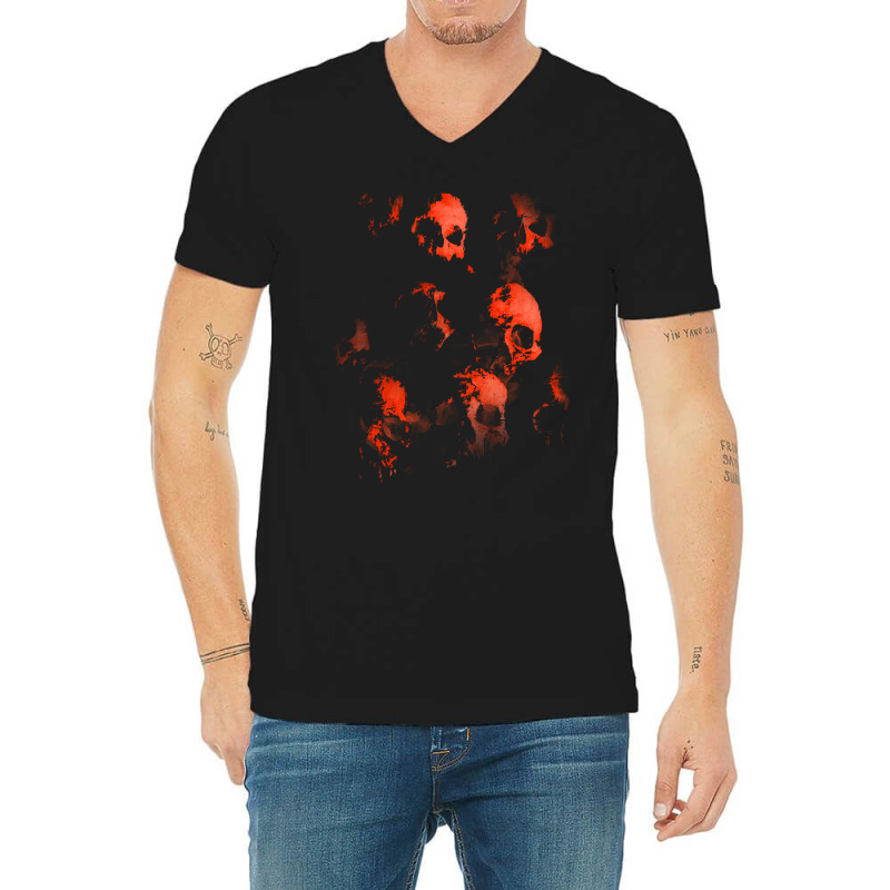 Skulls T  Shirt Wall Of Evil Hellish Skulls T  Shirt V-neck Tee | Artistshot