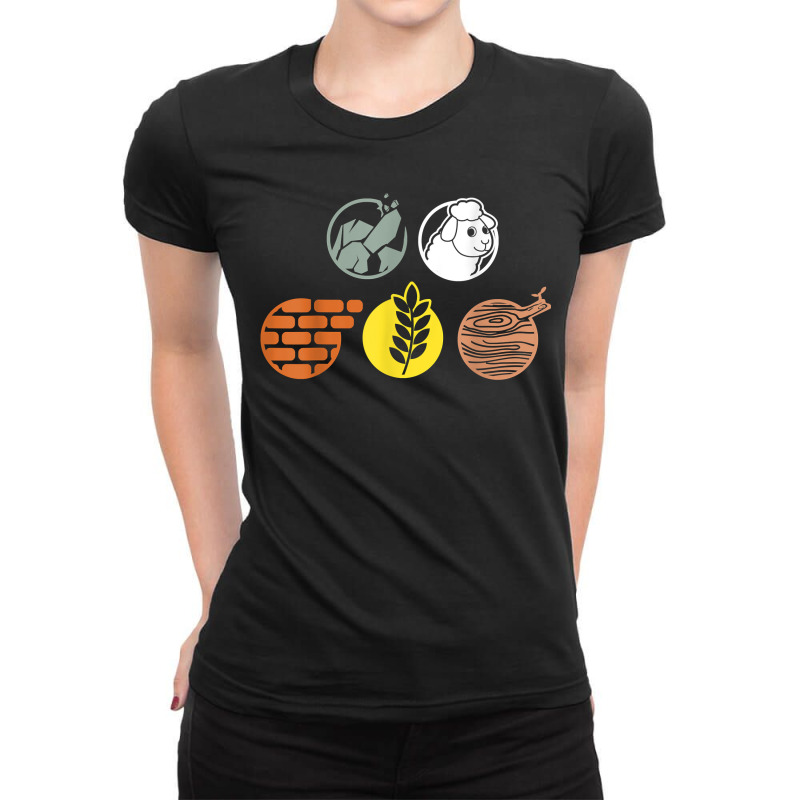 Life Components Brick, Wood, Rock, Wheat, Sheep Ladies Fitted T-Shirt by RomanMikolyants | Artistshot