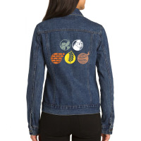 Life Components Brick, Wood, Rock, Wheat, Sheep Ladies Denim Jacket | Artistshot