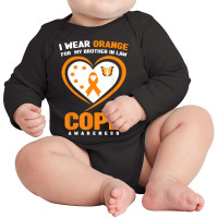 I Wear Orange For My Brother In Law Copd Awareness Long Sleeve Baby Bodysuit | Artistshot