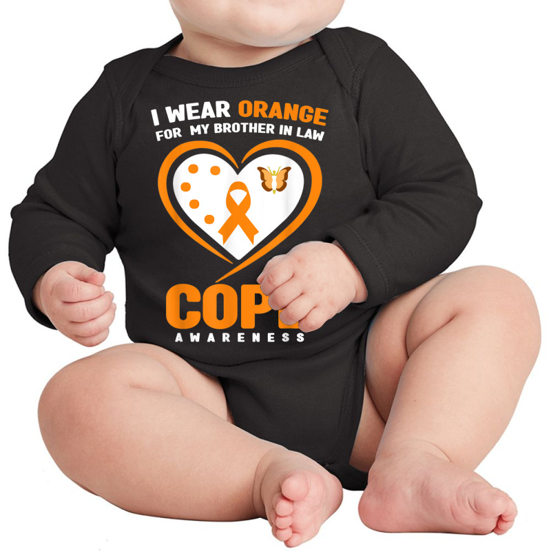 I Wear Orange For My Brother In Law Copd Awareness Long Sleeve Baby Bodysuit by Tshirts | Artistshot