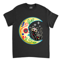 Cat & Moon Sugar Skull Dia De Los Muertos Day Of The Dead Classic T-shirt | Artistshot