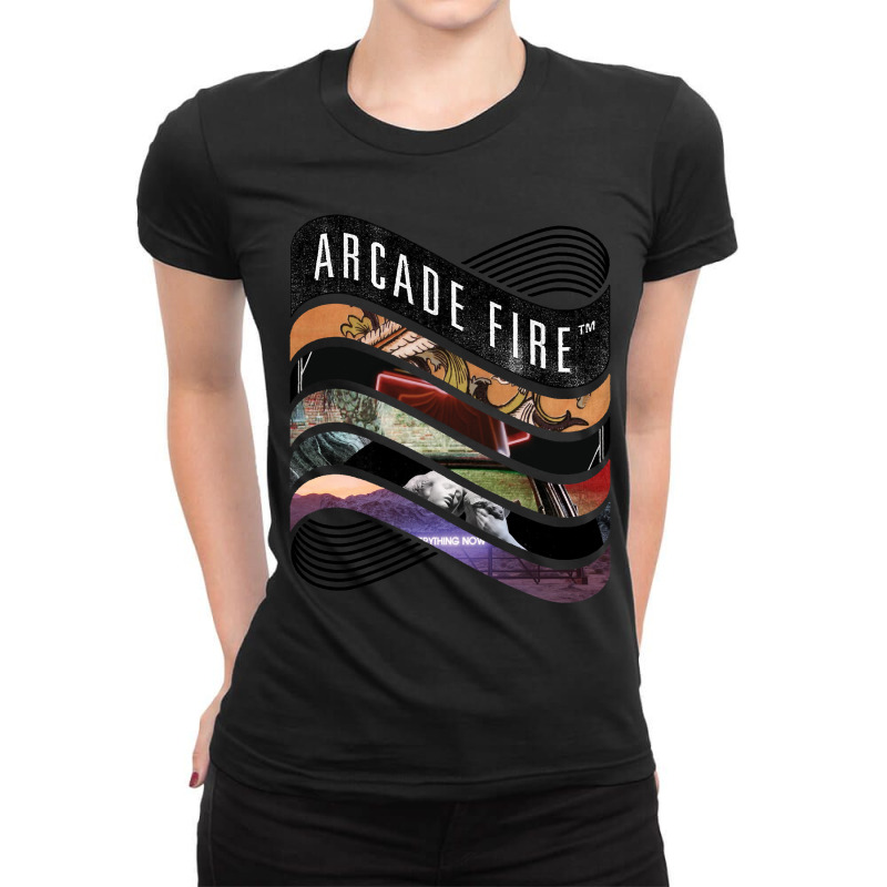 Arcade Fire Discography Ladies Fitted T-Shirt by cm-arts | Artistshot