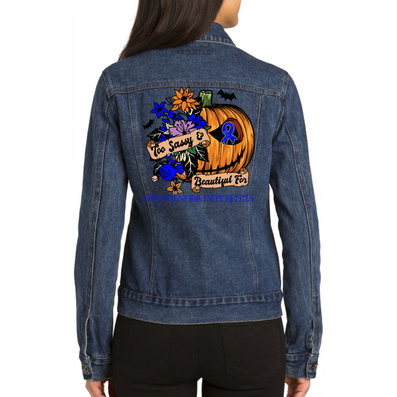 Osteogenesis Imperfecta Survivor T  Shirt Osteogenesis Imperfecta Awar Ladies Denim Jacket by endercovet | Artistshot