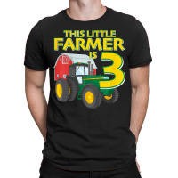 Kids 3 Year Old Green Farm Tractor Birthday Party Farmer 3rd Gift T-shirt | Artistshot