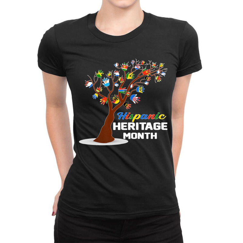 Countries Flags Latinx Hands Tree Hispanic Heritage Month Premium Ladies Fitted T-Shirt by LaDonnaOesterle | Artistshot