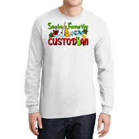 Santa's Favorite Custodian Long Sleeve Shirts | Artistshot