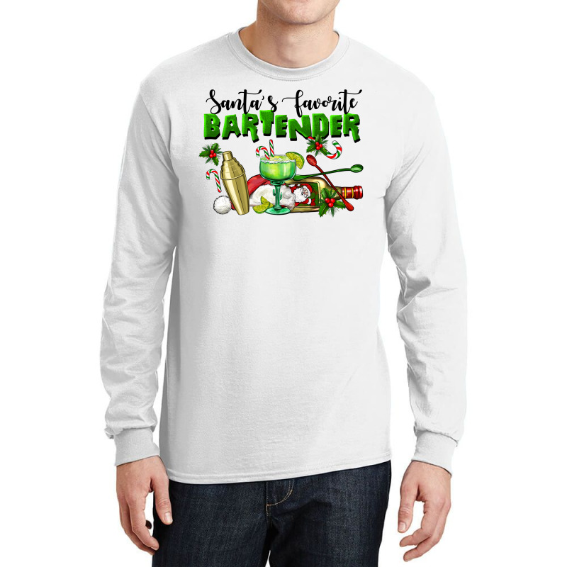 Santa's Favorite Bartender Long Sleeve Shirts | Artistshot