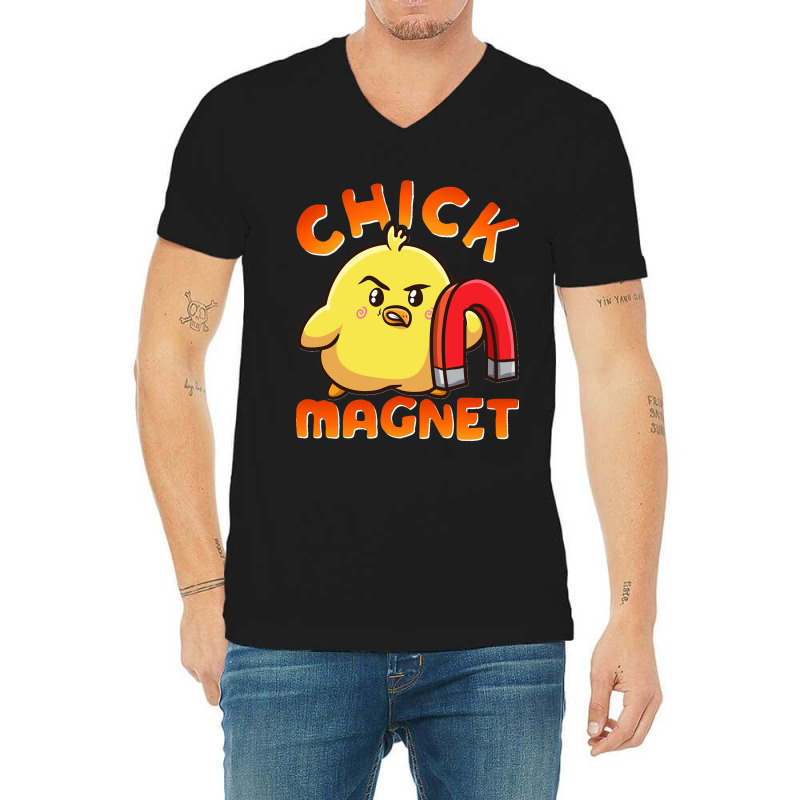 Chick Magnet Funny Halloween Costume Magnetic Little Chicken Long V-Neck Tee by MICHAELFRANCISSMITH | Artistshot