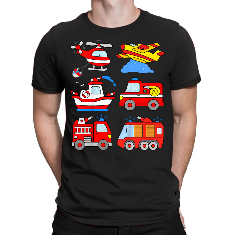 Kids Fire Engines Boys Toddlers Firefighter Boat Plane Helicopter T-shirt | Artistshot