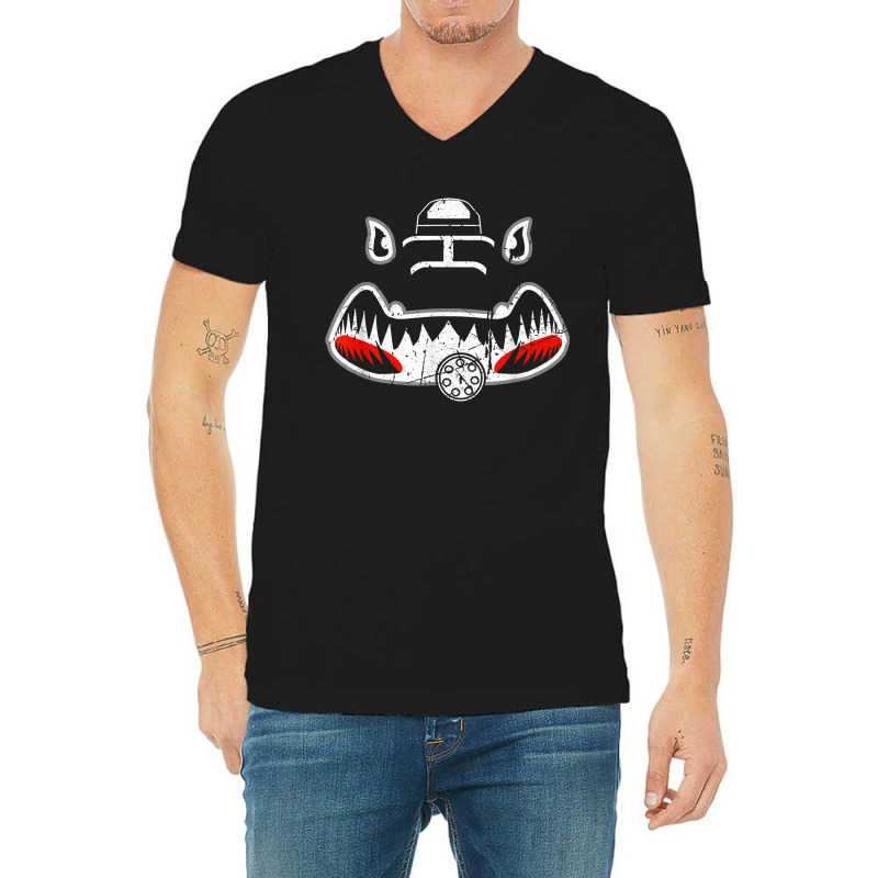 A-10 Thunderbolt Ii Warthog Nose Art Shark Mouth Vulcan V-neck Tee | Artistshot