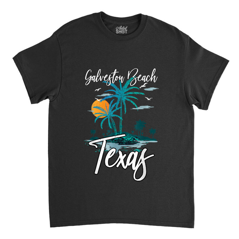 Family Vacation Retro Sunset Texas Galveston Beach Classic T-shirt by FrancesTiffany | Artistshot