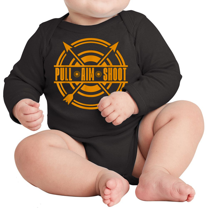 Pull Aim Shoot Bow Shooting Sports Crossbow Hunting Archery Long Sleeve Baby Bodysuit | Artistshot