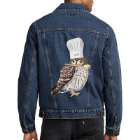 Little Owl Bird Kitchen Chef Hat Cooking Funny Biologist Men Denim Jacket | Artistshot