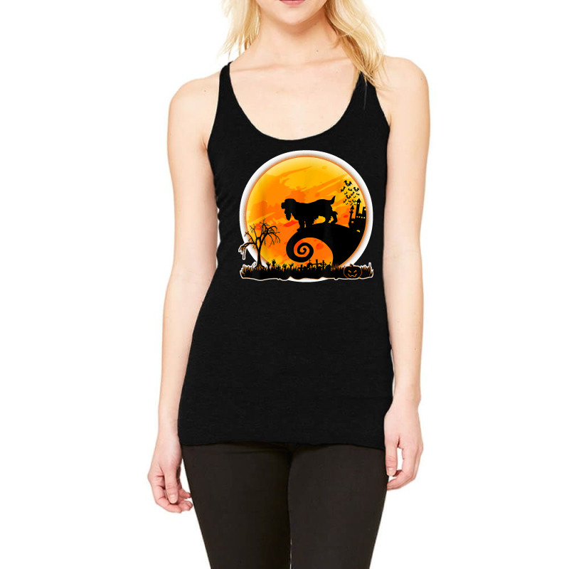 Cocker Spaniel Dog Scary And Moon Funny Halloween Costume Racerback Tank by MICHAELFRANCISSMITH | Artistshot