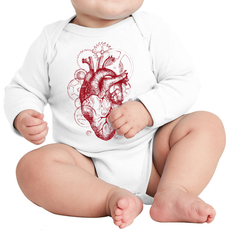 Detailed Heart Beating Like Clockwork Long Sleeve Baby Bodysuit by cm-arts | Artistshot