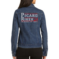 Picard Riker 2024 Make It So Long Sleeve T Shirt Ladies Denim Jacket | Artistshot