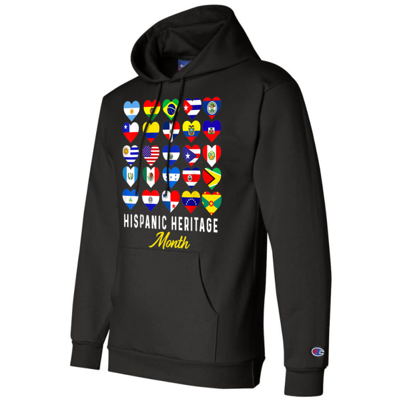 Hispanic Heritage Month Latin Nation Flags Heart Flags T Champion Hoodie by Shirt | Artistshot