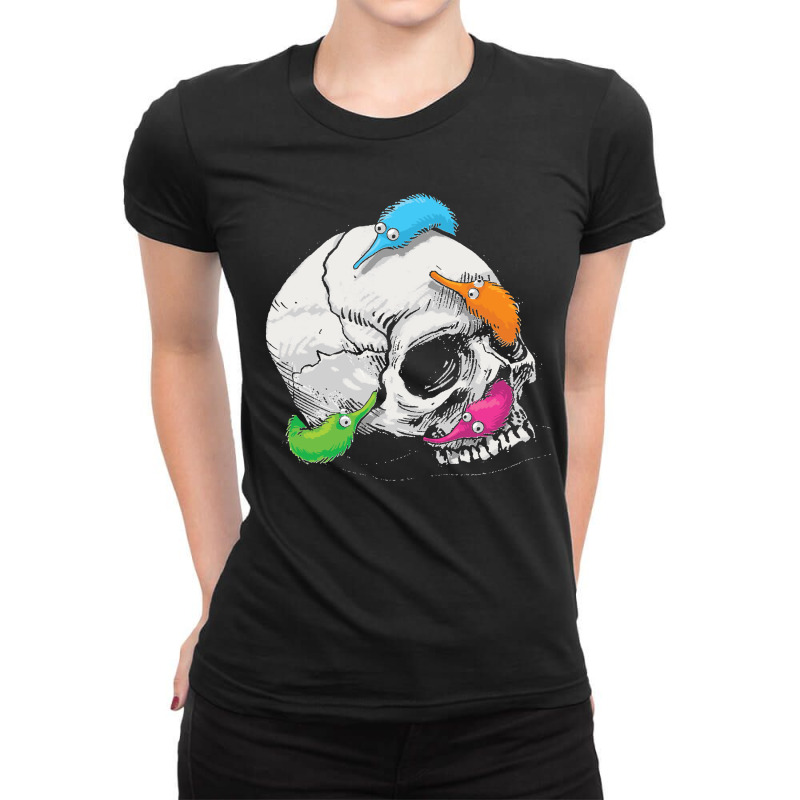 Worms On A String On A Skull Classic Ladies Fitted T-Shirt by TauwannaJessup | Artistshot