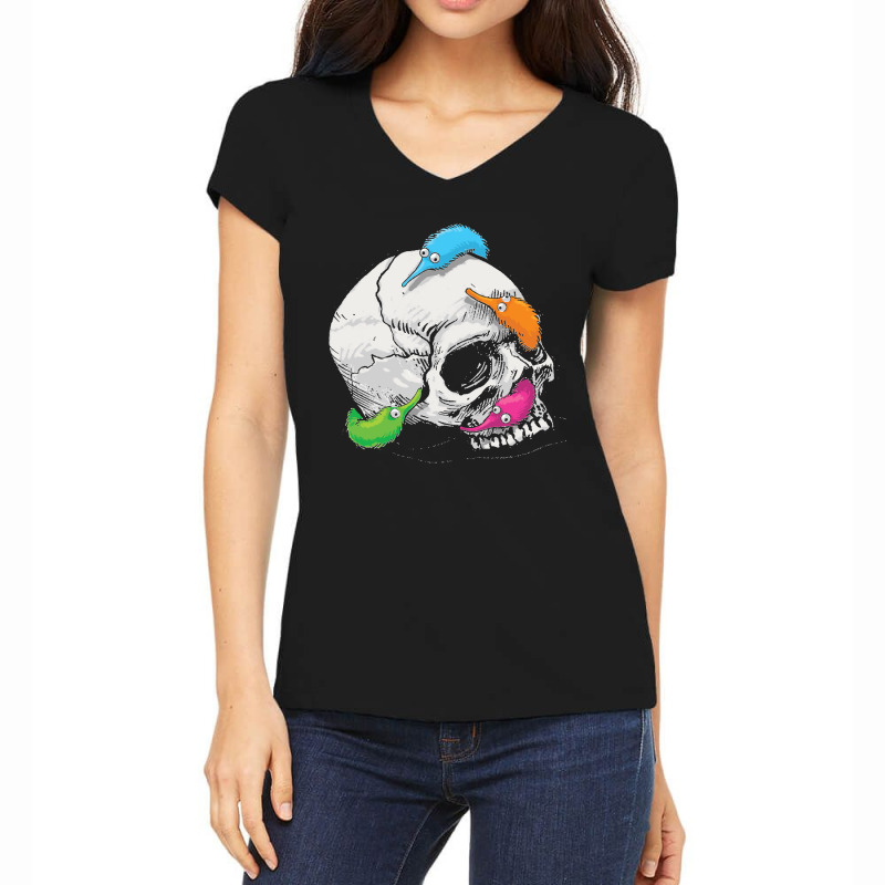 Worms On A String On A Skull Classic Women's V-Neck T-Shirt by TauwannaJessup | Artistshot