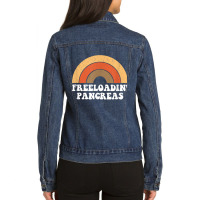 Freeloadin Pancreas Funny Type 1 Diabetes Diabetic Gift Ladies Denim Jacket | Artistshot