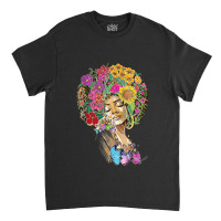 Afro Women Flowers Butterfly Latina African American Melanin Classic T-shirt | Artistshot