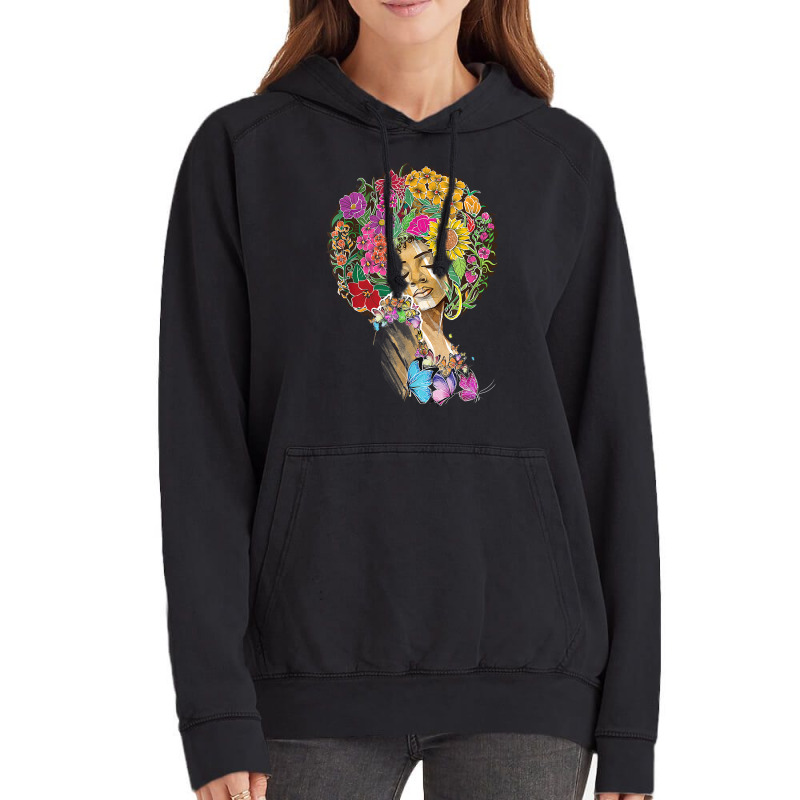 Afro Women Flowers Butterfly Latina African American Melanin Vintage Hoodie by Graham Sanchez | Artistshot