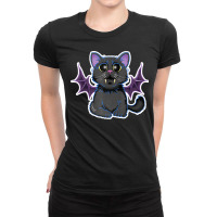 Cute Bat Wing Cat Vampire Funny Halloween Costume Dotd Ladies Fitted T-shirt | Artistshot