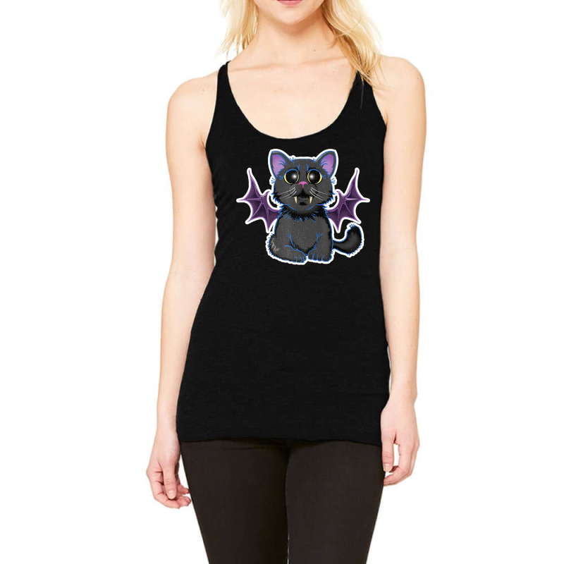 Cute Bat Wing Cat Vampire Funny Halloween Costume Dotd Racerback Tank by MICHAELFRANCISSMITH | Artistshot