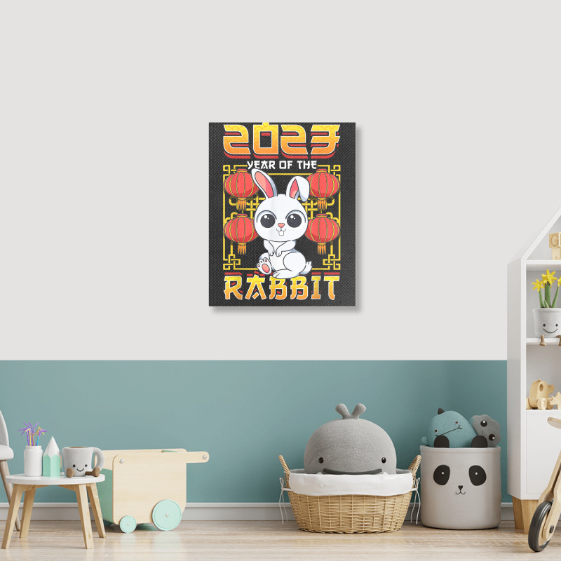 Year Of The Rabbit 2023 Chinese Zodiac Cute Kawaii Bunny Portrait Canvas Print by Halloween | Artistshot