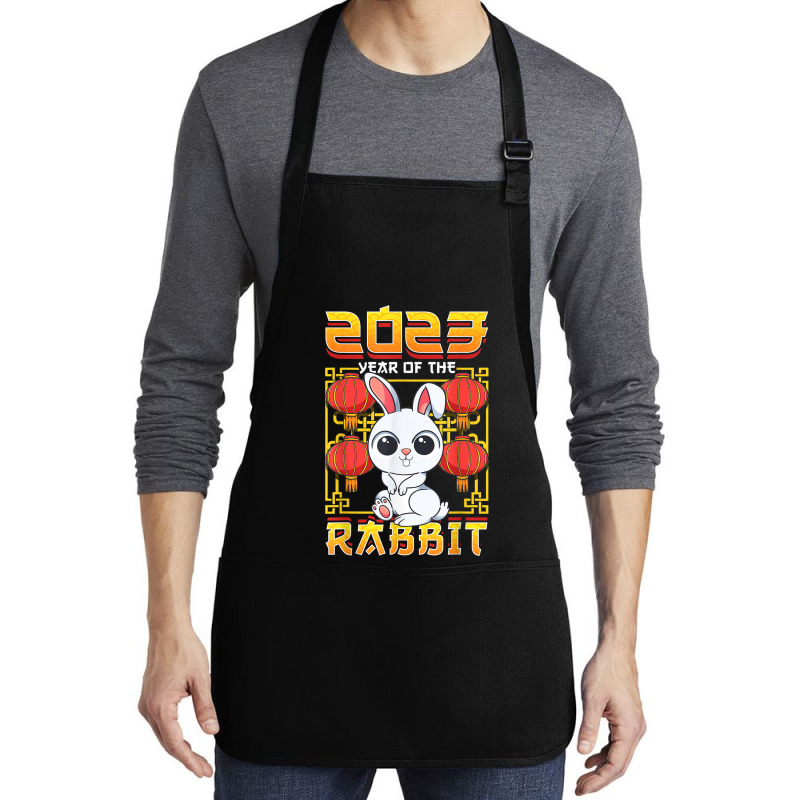 Year Of The Rabbit 2023 Chinese Zodiac Cute Kawaii Bunny Medium-Length Apron by Halloween | Artistshot