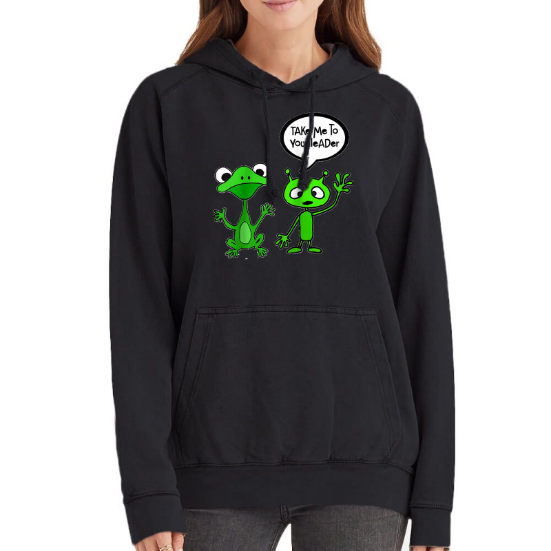 Smilemoretees Funny Martian Alien And Frog Take Me To Leader Raglan Ba Vintage Hoodie | Artistshot