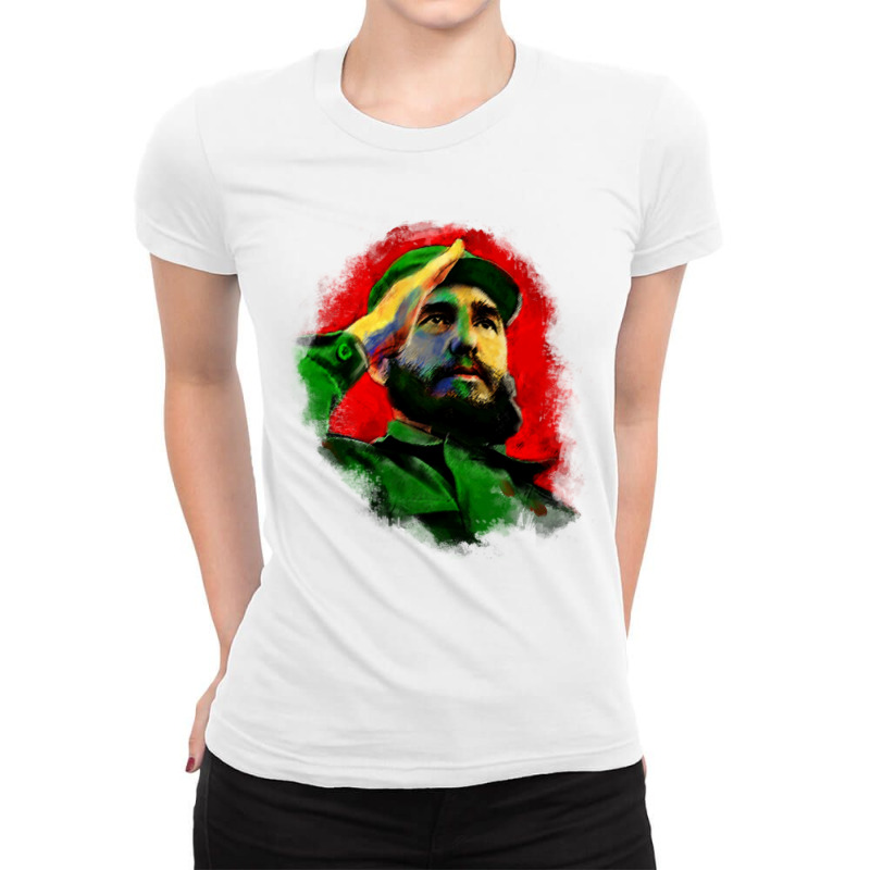 Fidel Castro Pullover Hoodie Ladies Fitted T-Shirt by cm-arts | Artistshot