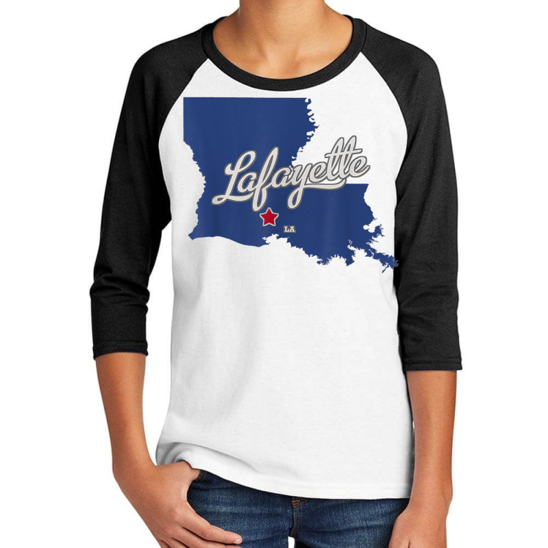 Lafayette Louisiana La Map T Shirt Youth 3/4 Sleeve | Artistshot