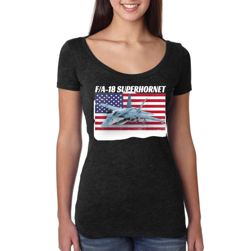 Patriotic American Naval Fa 18 Superhornet Tee In Action Women's Triblend Scoop T-shirt by cm-arts | Artistshot